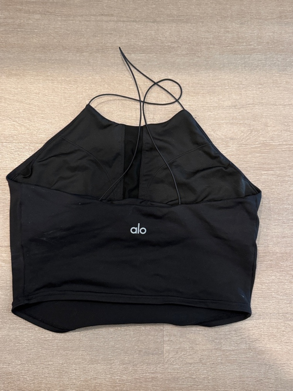 ALO Yoga Black Strappy High-Neck Crop Top
